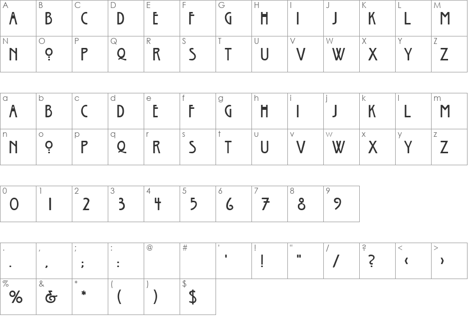Willow font character map preview