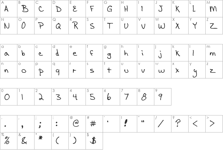 aescrawl font character map preview