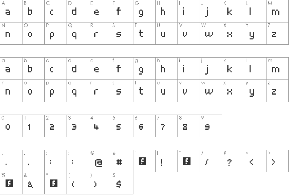 Wim Crouwel 68 Cloned font character map preview