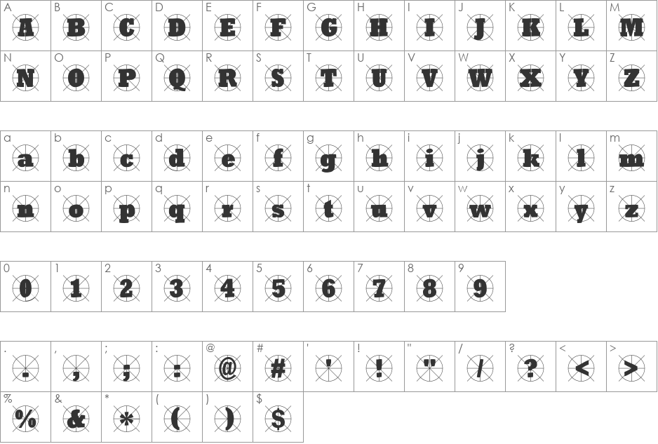 WindyCityCaps font character map preview