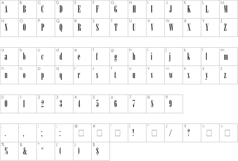 Winsom Script SSi font character map preview