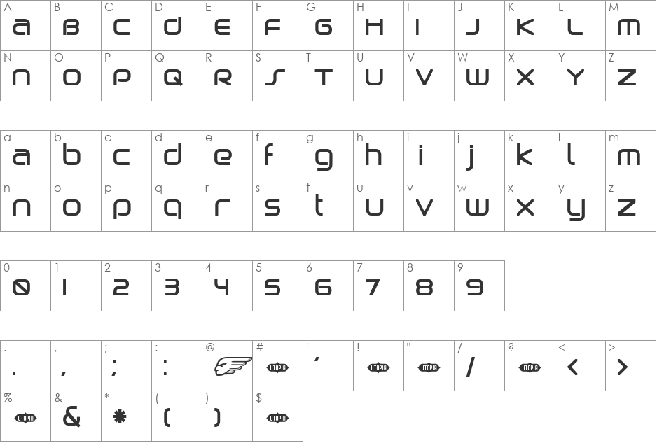 Birdman font character map preview