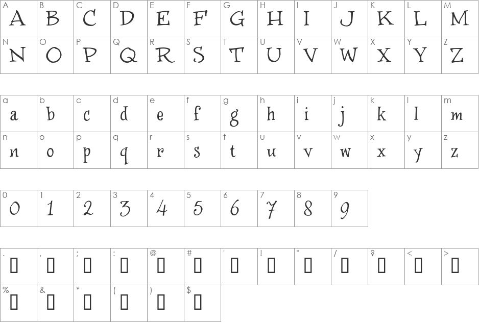 WinstonNero_Trial font character map preview