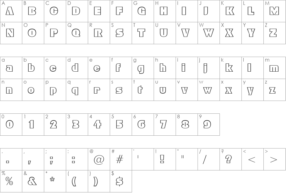 Winter font character map preview