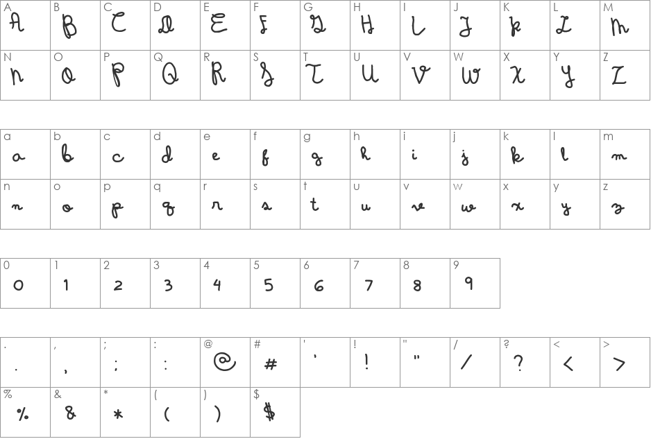 Wintermelon font character map preview
