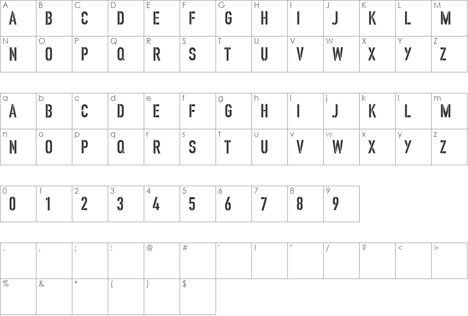 Wire font character map preview