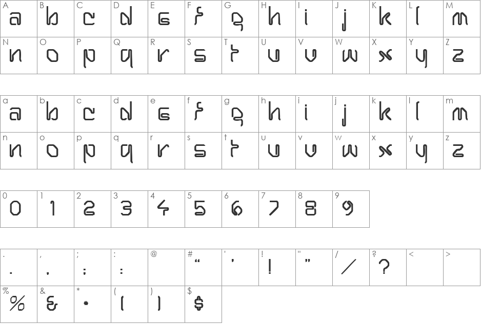 WiroCapsSSK font character map preview