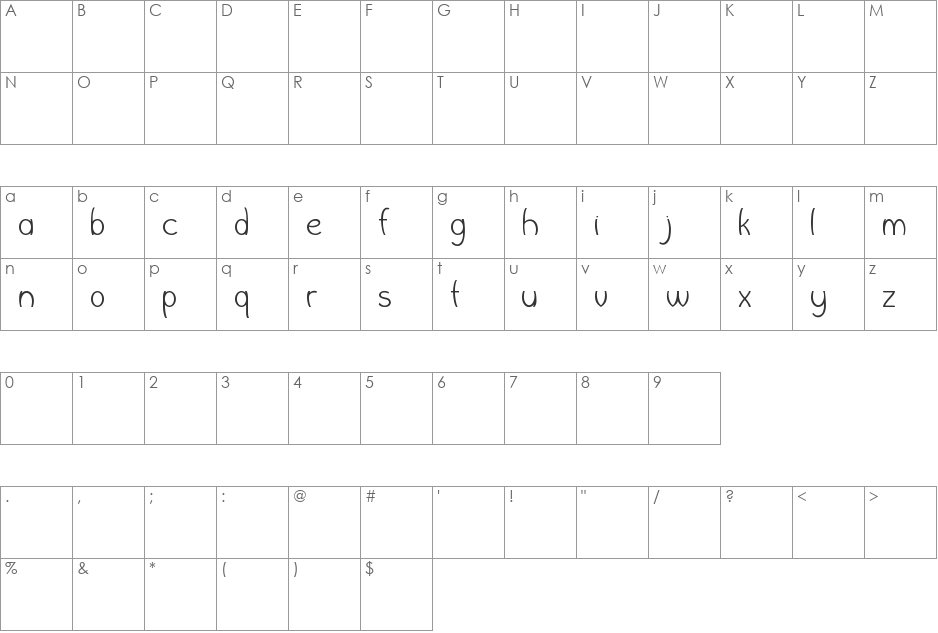 Wishbone font character map preview