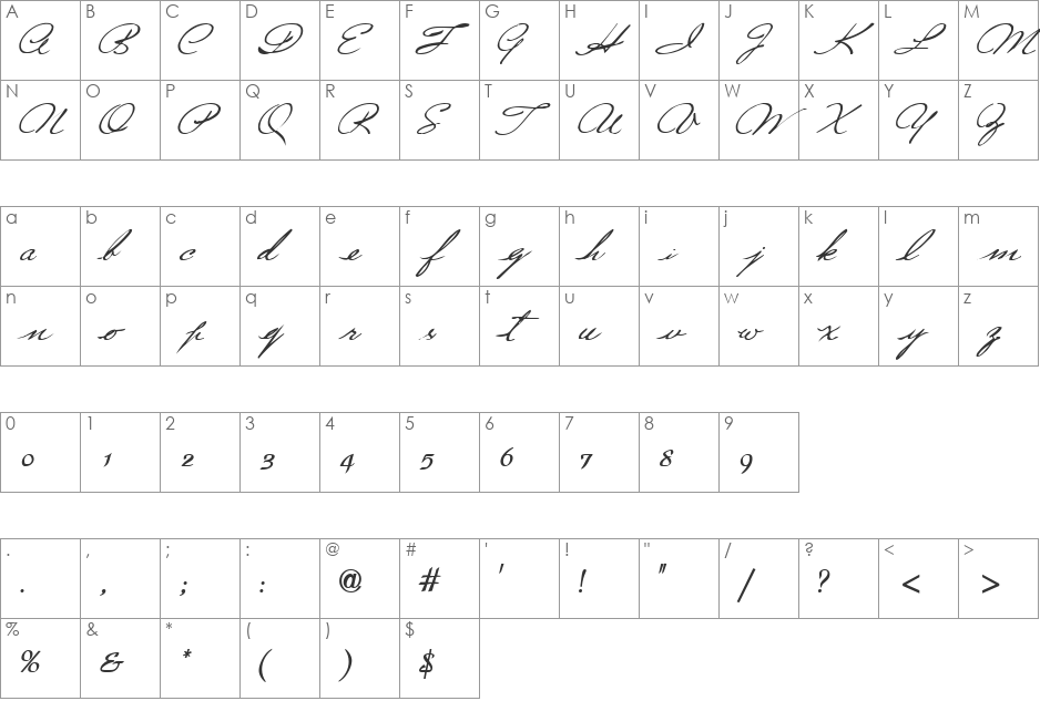 WishingType3 font character map preview