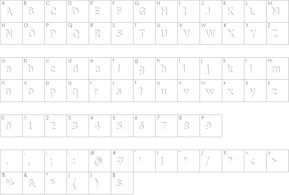 Without a Trace font character map preview