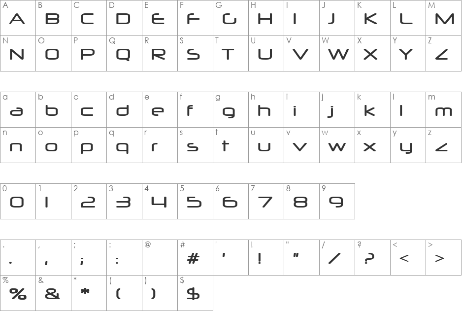Wizzy Dool font character map preview