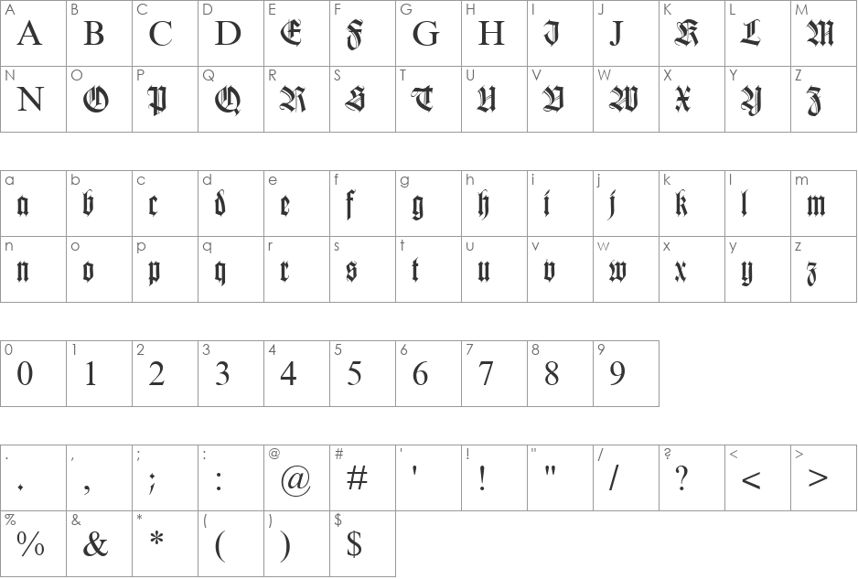 WKC Cyr font character map preview
