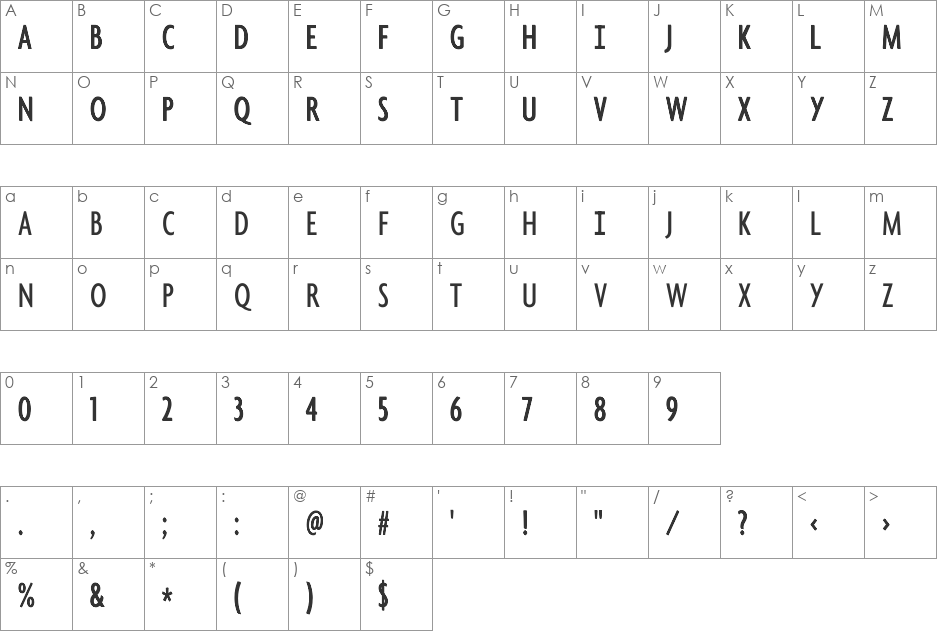WLM  font character map preview