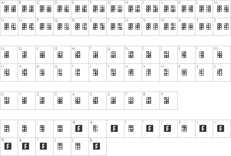 WLM Braille 4 font character map preview