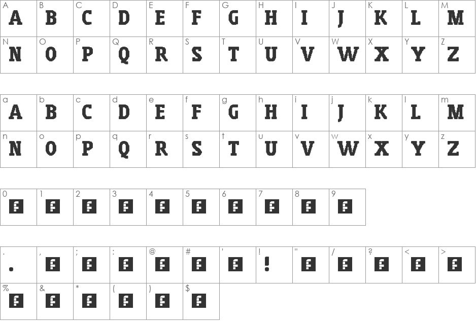 WLM Cloudly font character map preview