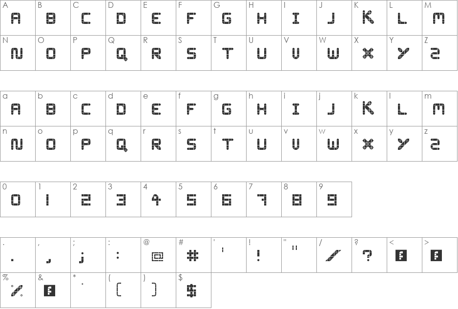 WLM Grid Font font character map preview