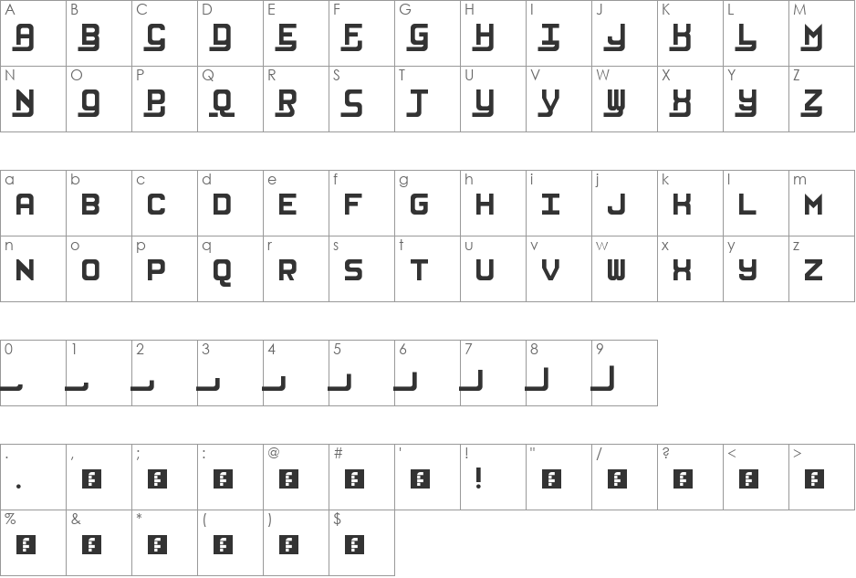 WLM Groovy font character map preview