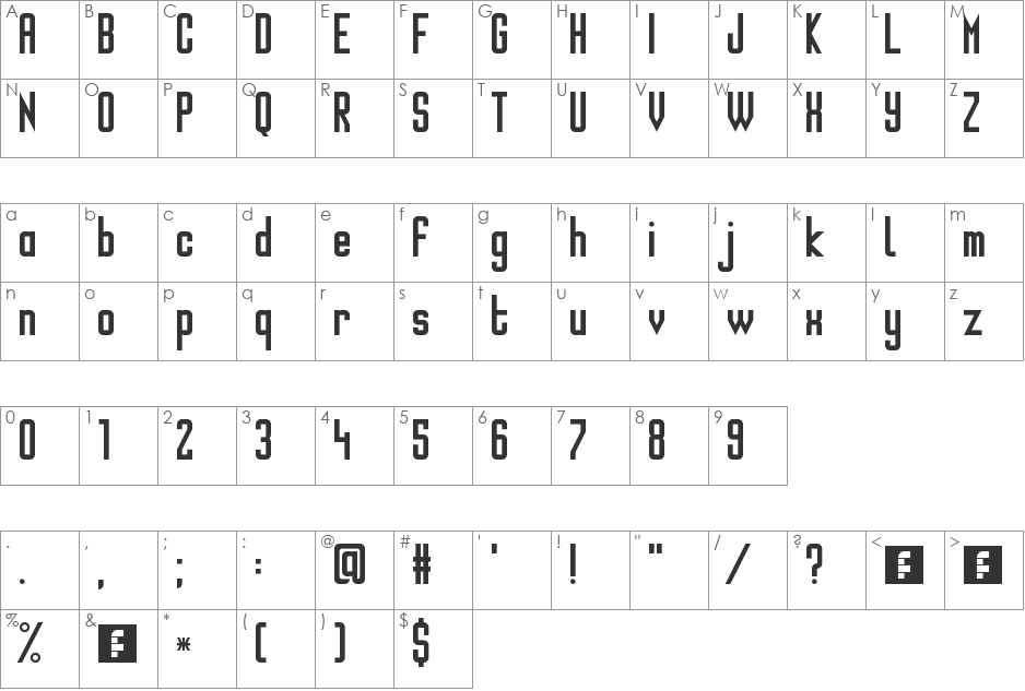 WLM Modern Sans font character map preview