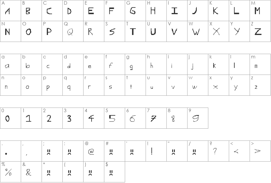 WLM The Font Troll font character map preview