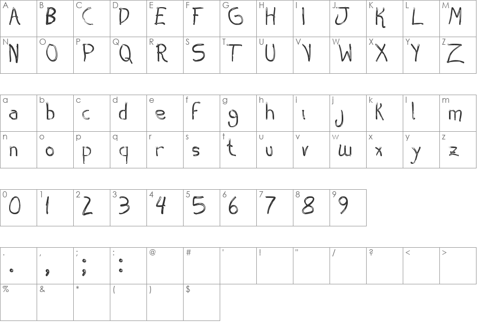 Aespiro tfb font character map preview