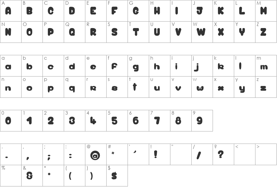 Birdy Game font character map preview