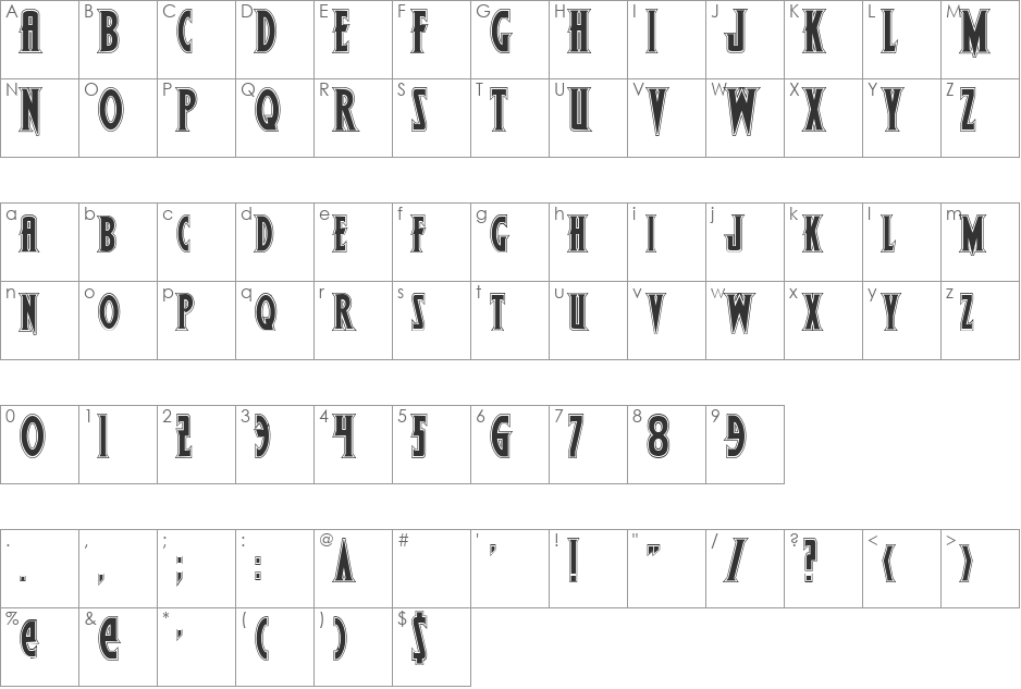 Wolf's Bane Bold Pro font character map preview