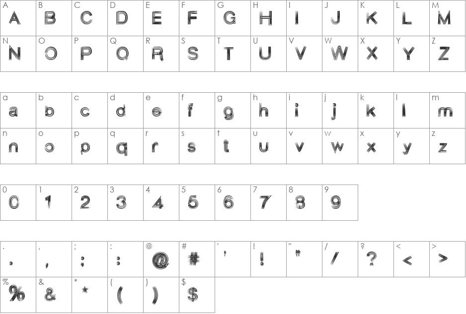 Aesthetica font character map preview