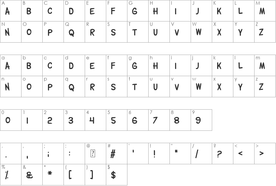 Wolfganger font character map preview