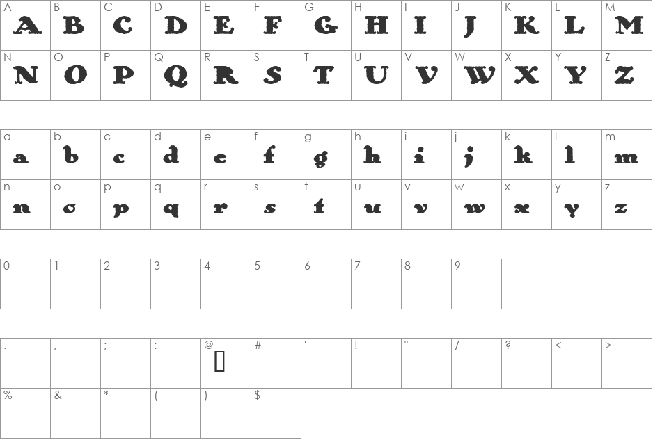 Wolfram font character map preview
