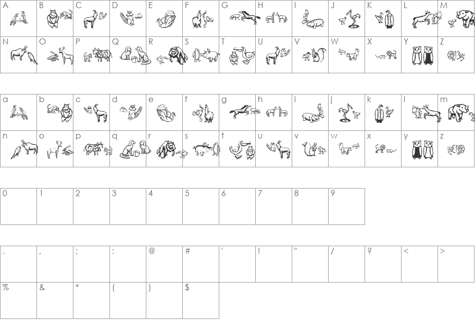 WoodcutMeetings font character map preview