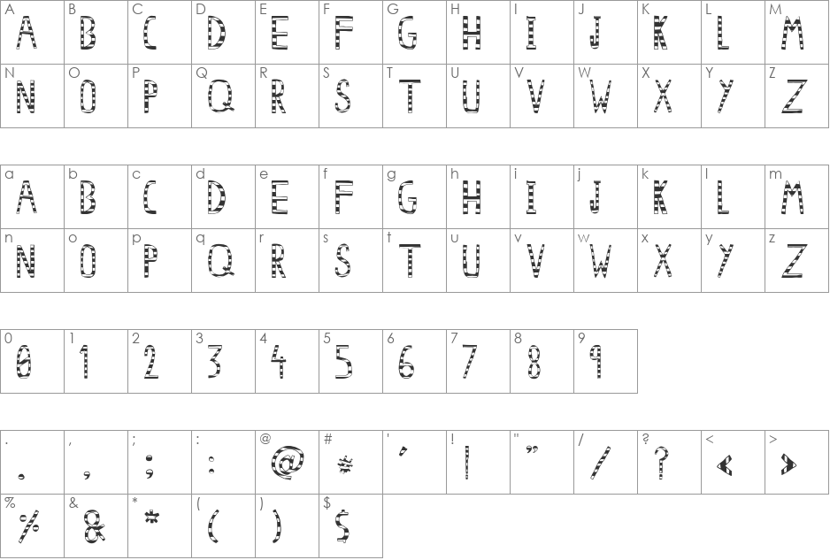 Woodcutter Avispa font character map preview