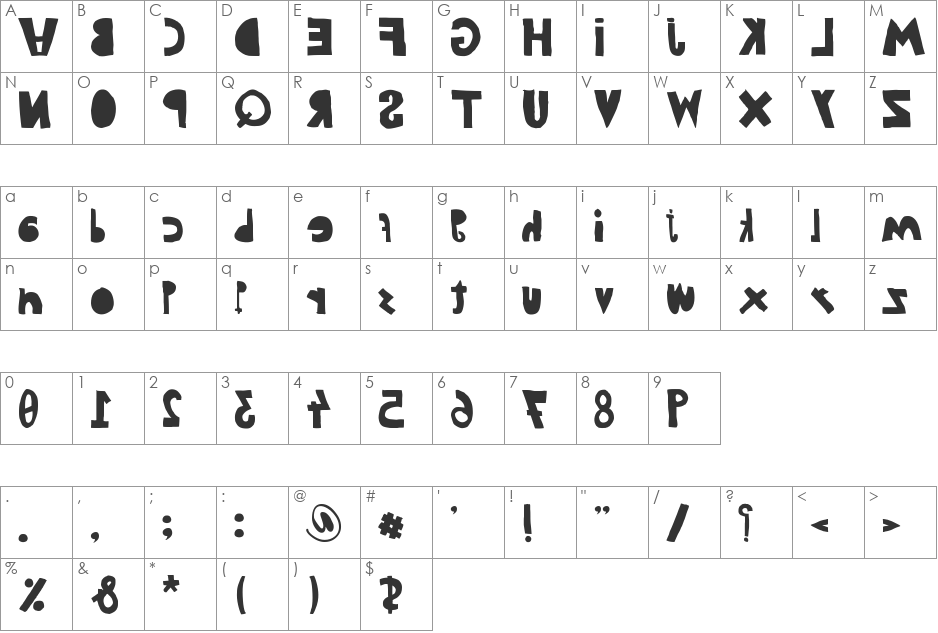 woodcutter del reves font character map preview