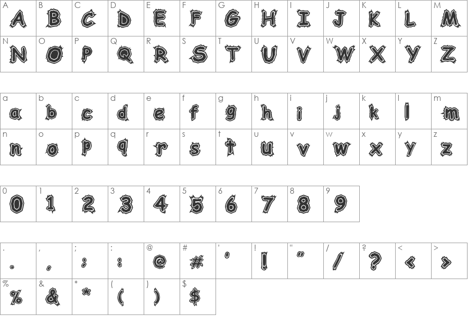 woodcutter Electric font character map preview