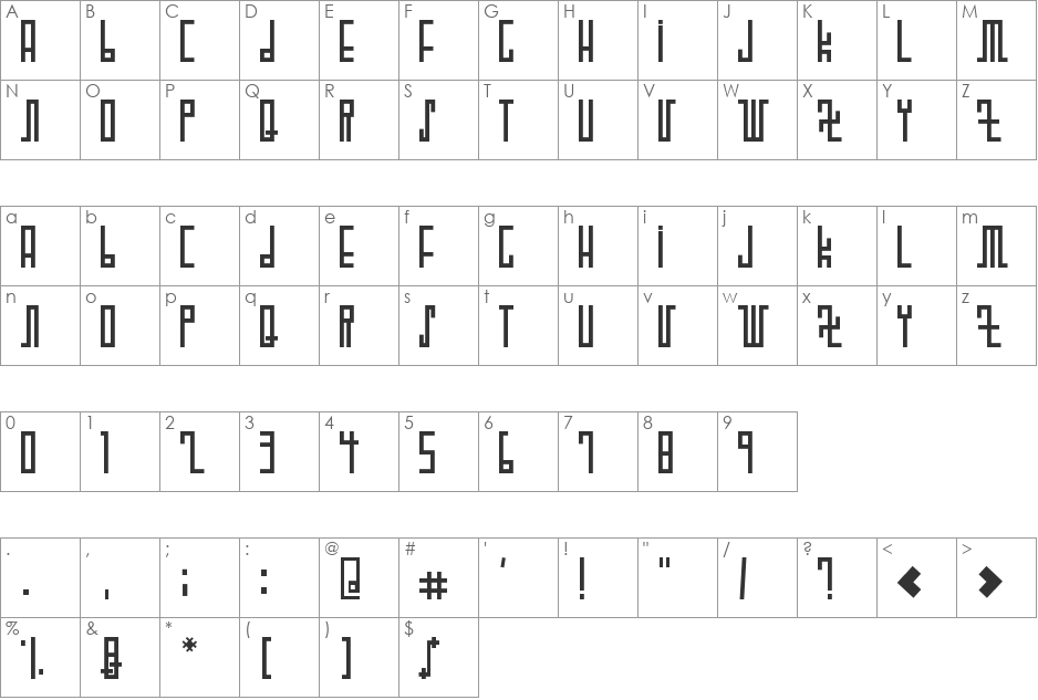 WOODCUTTER FUTURE font character map preview