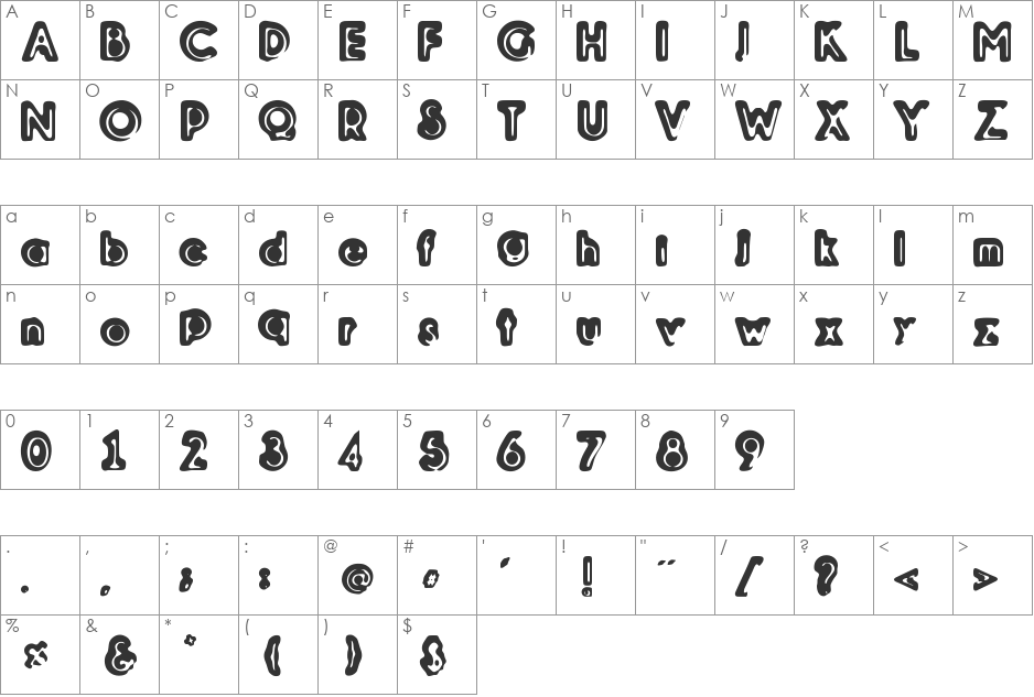 Woodcutter Relieve font character map preview