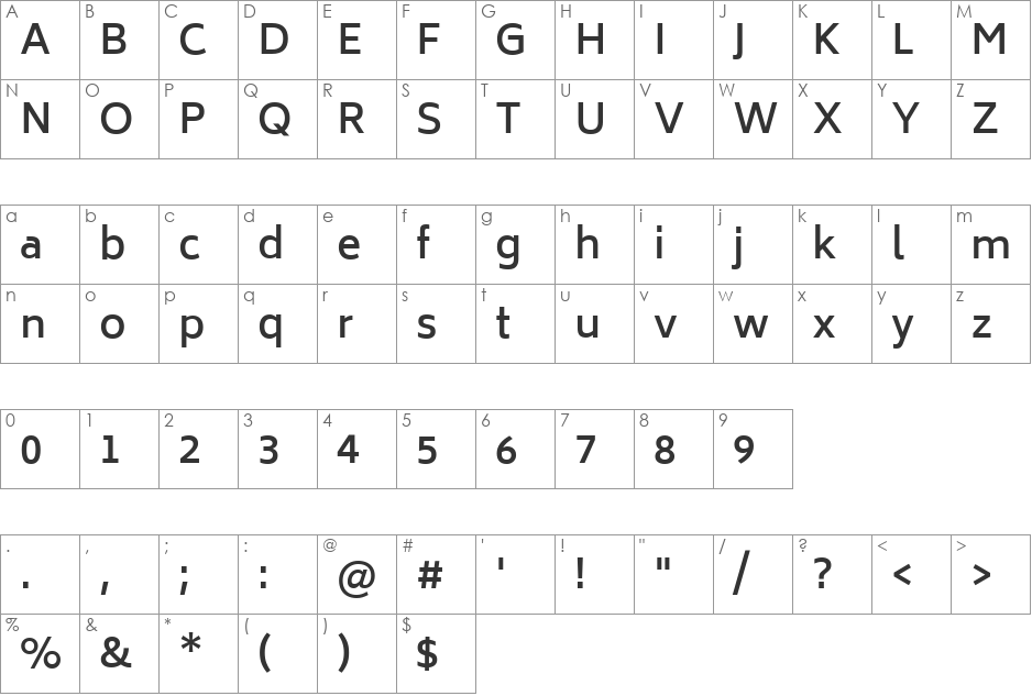 Biryani DemiBold font character map preview