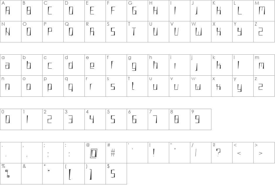 wooo font character map preview