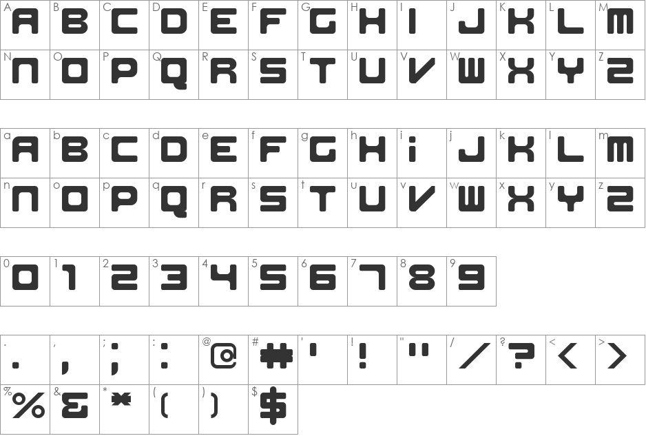 Work of Digitality font character map preview