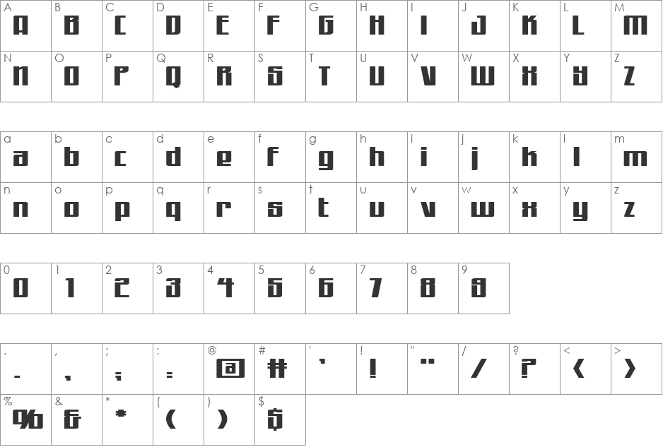 WorkingMan Extended font character map preview