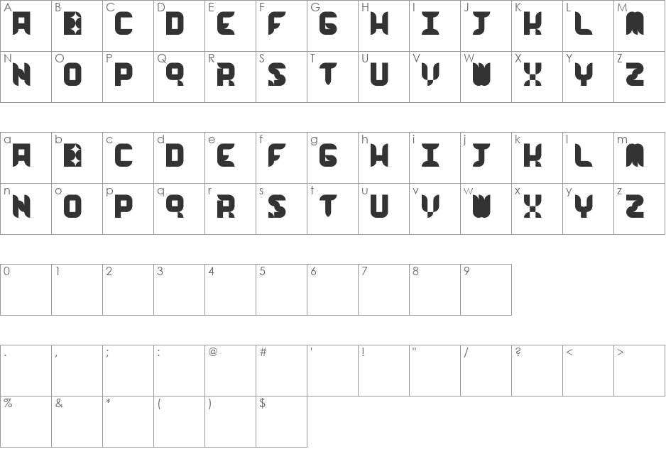 WorkWorkWork font character map preview