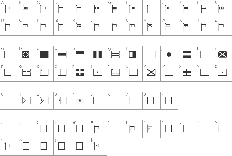 World font character map preview