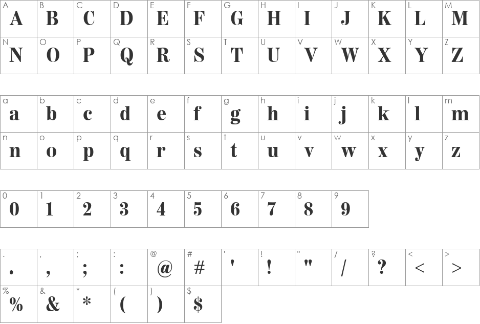 WorldwideHeadlineBlack font character map preview