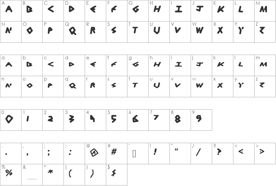 World_of_Imagination font character map preview