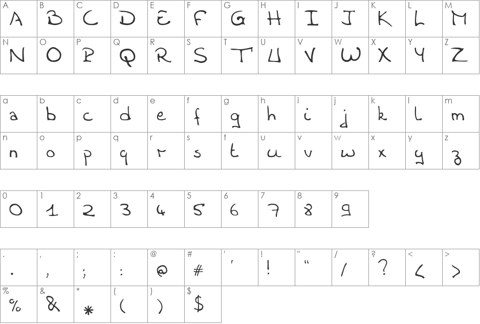 Woste font character map preview