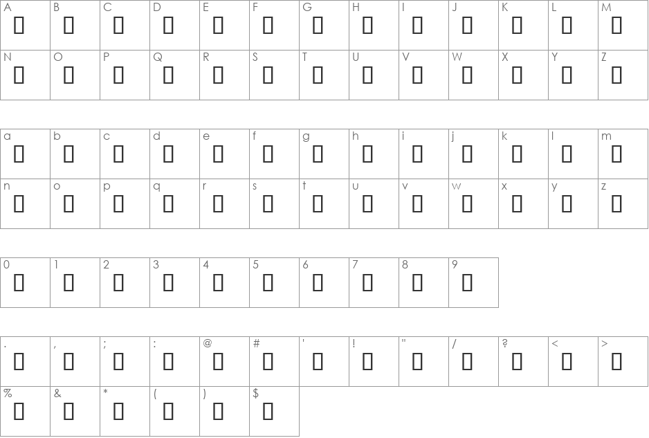 Woste98 font character map preview