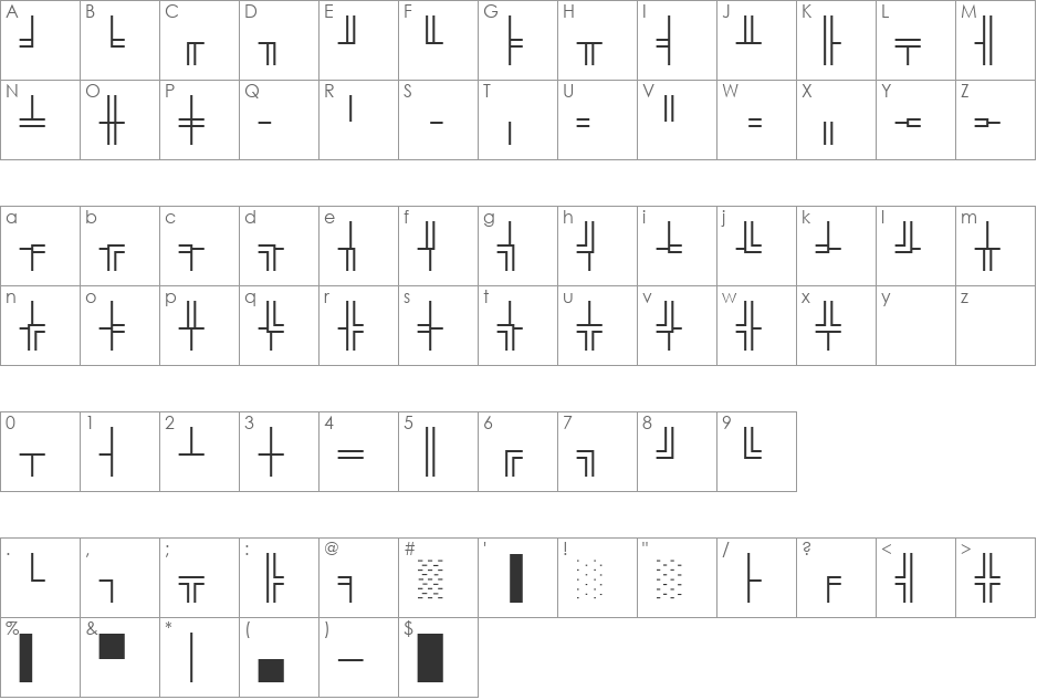 WP BoxDrawing font character map preview