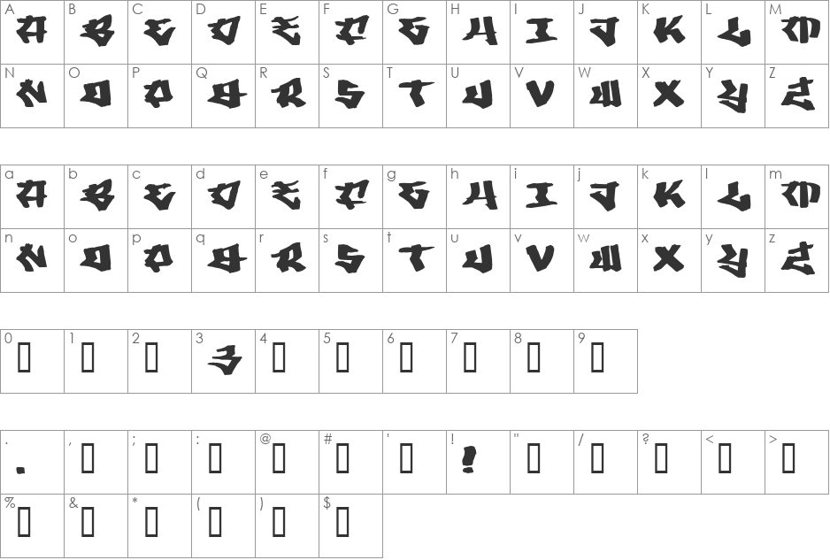 Writers 3 font character map preview