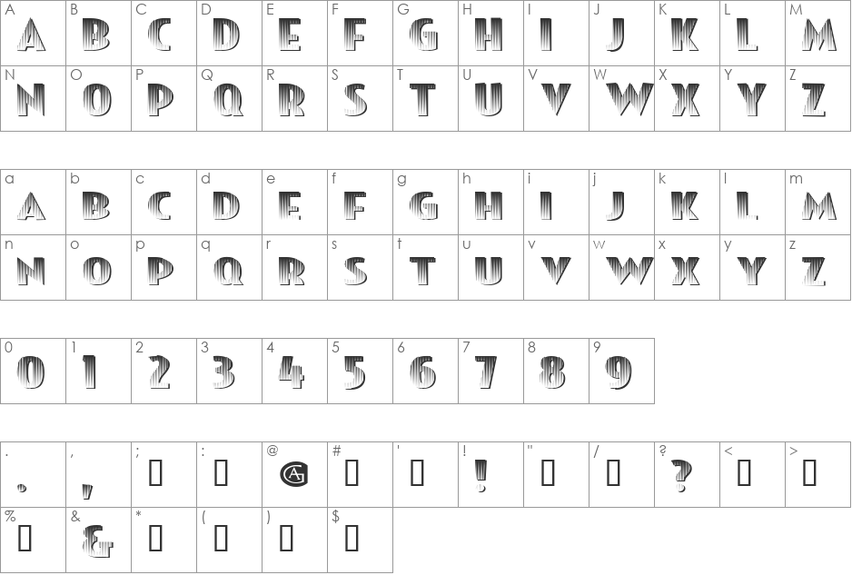 Writers Block font character map preview