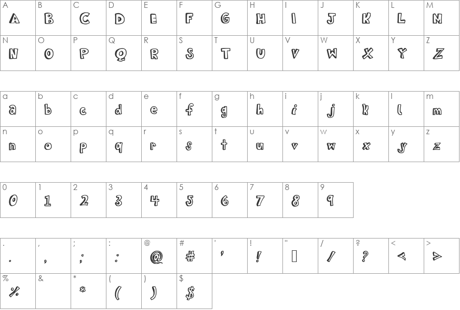 BistroBlock font character map preview