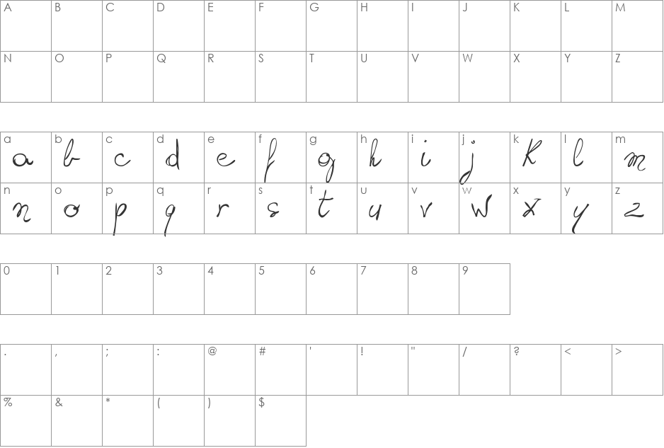 writing something by hand_FREE- font character map preview